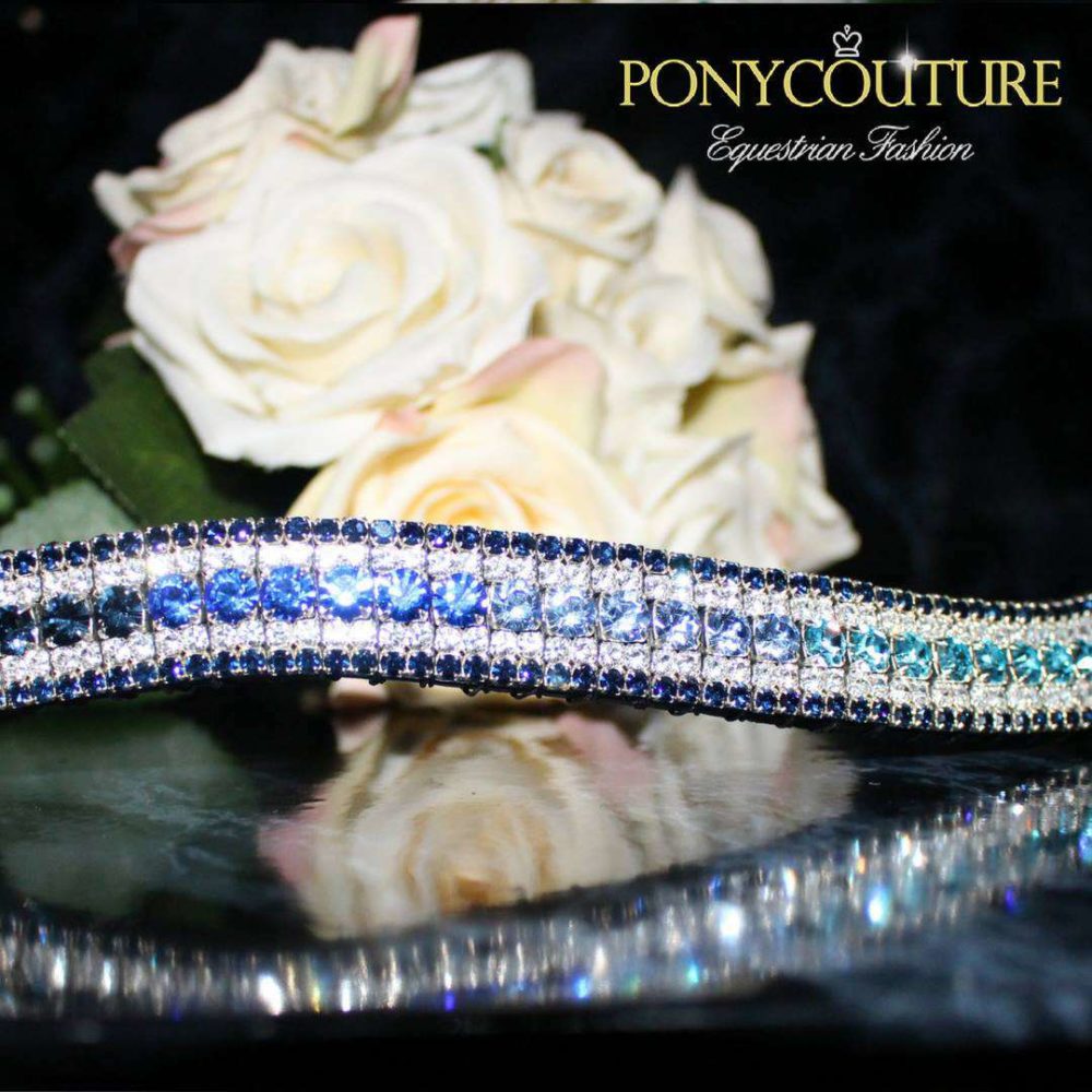 Navy Ombre Browband with bling browbands and blue browbands with a blue ombre crystal browbands