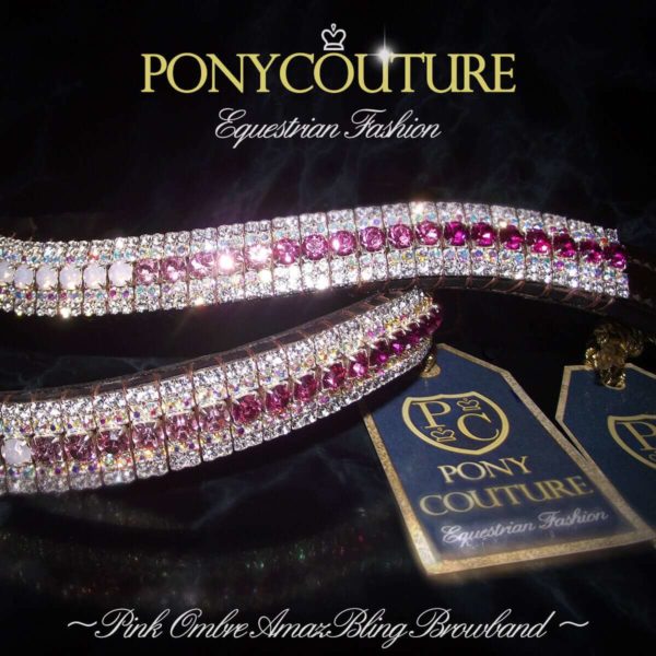 Pink Ombre Crystal Browband by PonyCouture UK hand crafted equestrian luxury