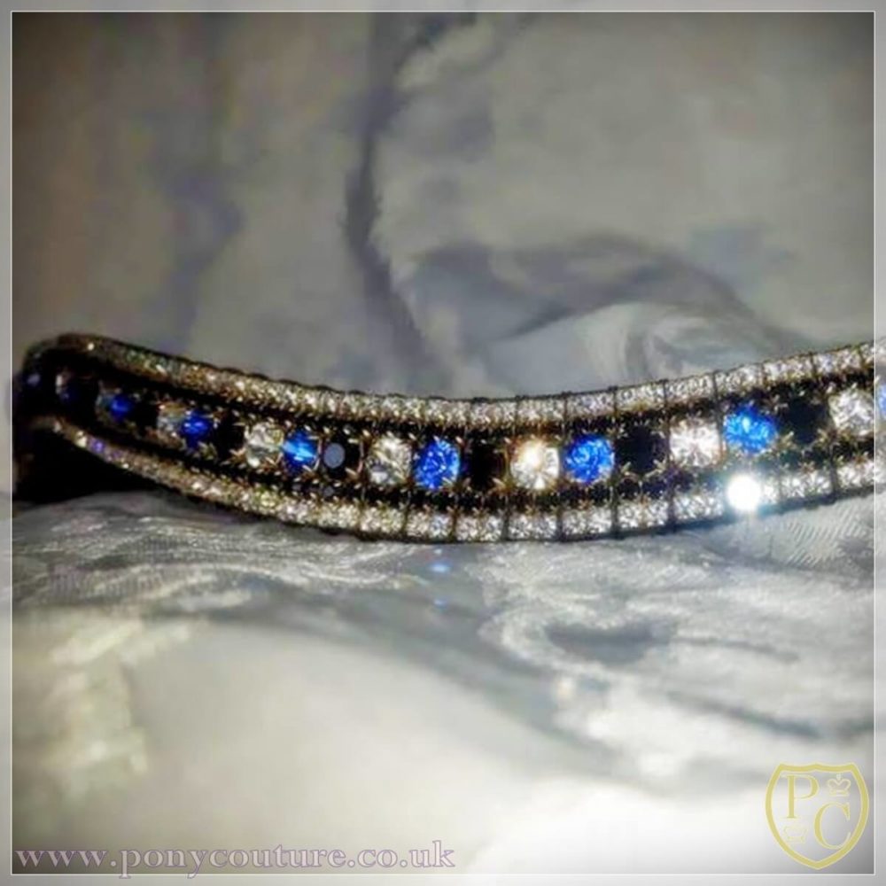 PonyCouture Pro Range crystal browbands in shades of blue