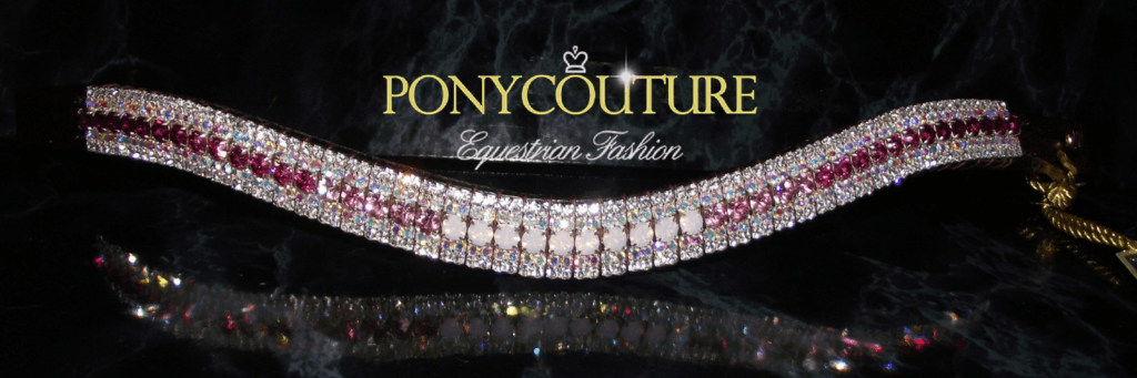 Pink Ombre Browband on black background handmade in the UK from PonyCouture