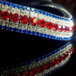Red, white and blue browband from PonyCouture's AmazBling range of bespoke, handmade crystal browbands. This bling GB browband is perfect for showing off your style in the showjumping ring, dressage arena or anything horse related. Perfect for equestrian enthusiasts.