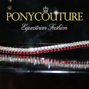 Dainty browbands from PonyCouture's Pixie browband range features two rows of Siam (deep red) and clear Preciosa crystals
