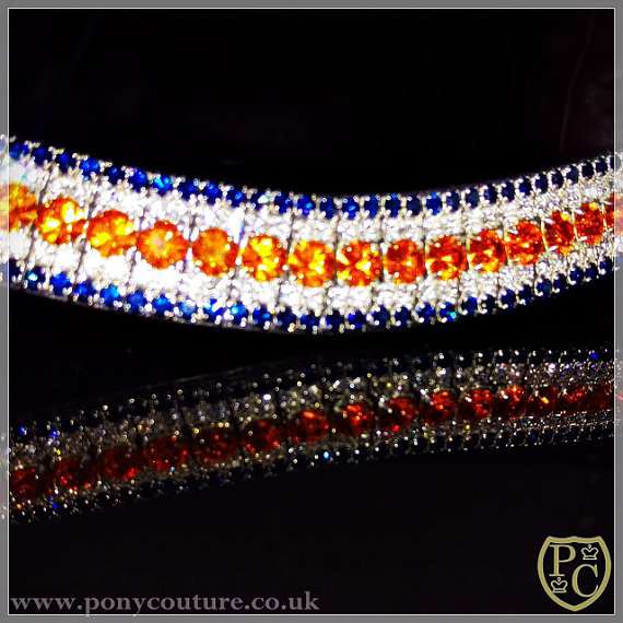 Quality Browbands, handmade on 3/4" Sedgwick English leather wave browband with Preciosa crystals. Perfect for Dressage, Showjumping or just to add some bling