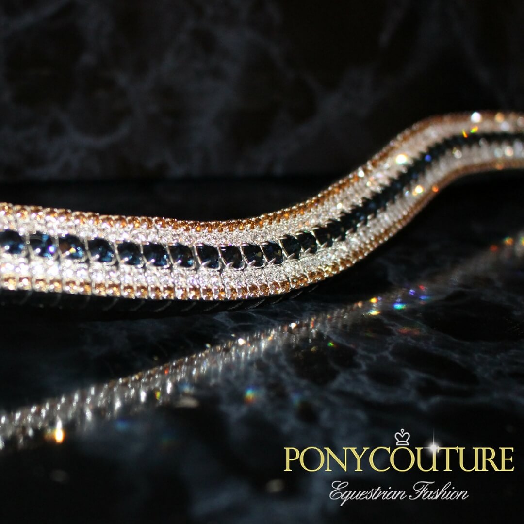 best bling browbands and tasteful bling browbands with navy and gold colours